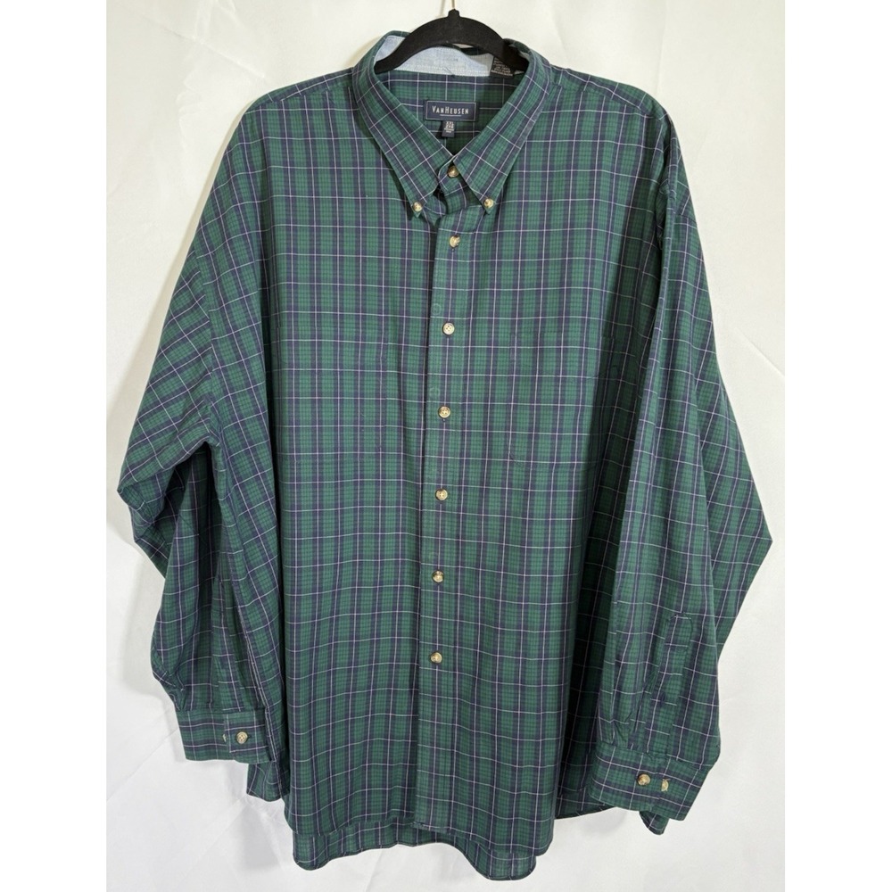 Van Heusen‎ Shirt Size 2XL Long Sleeve Plaid Button Down Collar